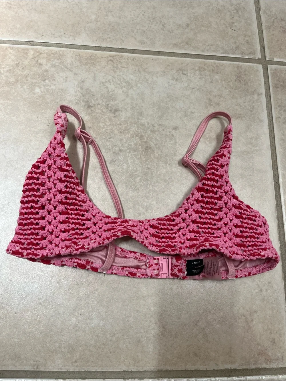 triangl swimwear Pink Two-Tone Crochet Bikini Top